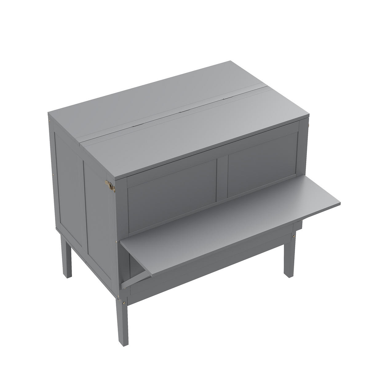 SCHRANKBETT 90/200 cm grau mit Lattenrost und Hochschrank-Design - Grau, Holz (90/200cm) - OKWISH