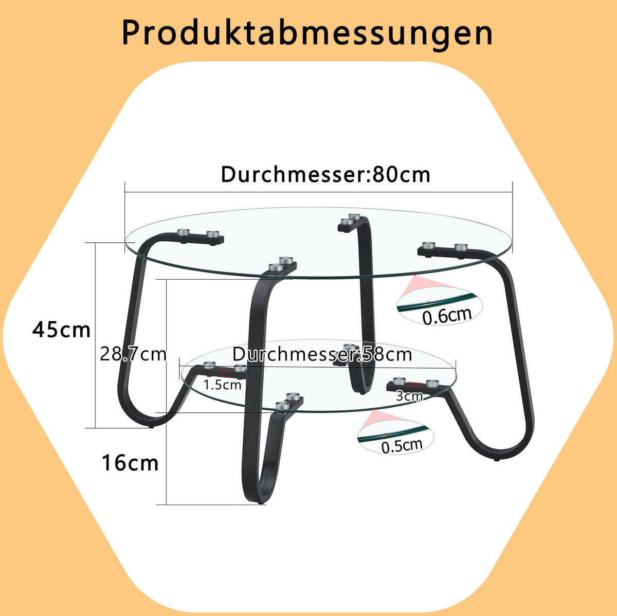 KONFERENČNÍ stolek z kovu, černý, kulatý se dvěma úrovněmi,80/80/45 cm - černá, kov (80/80/45cm) - BEAOK