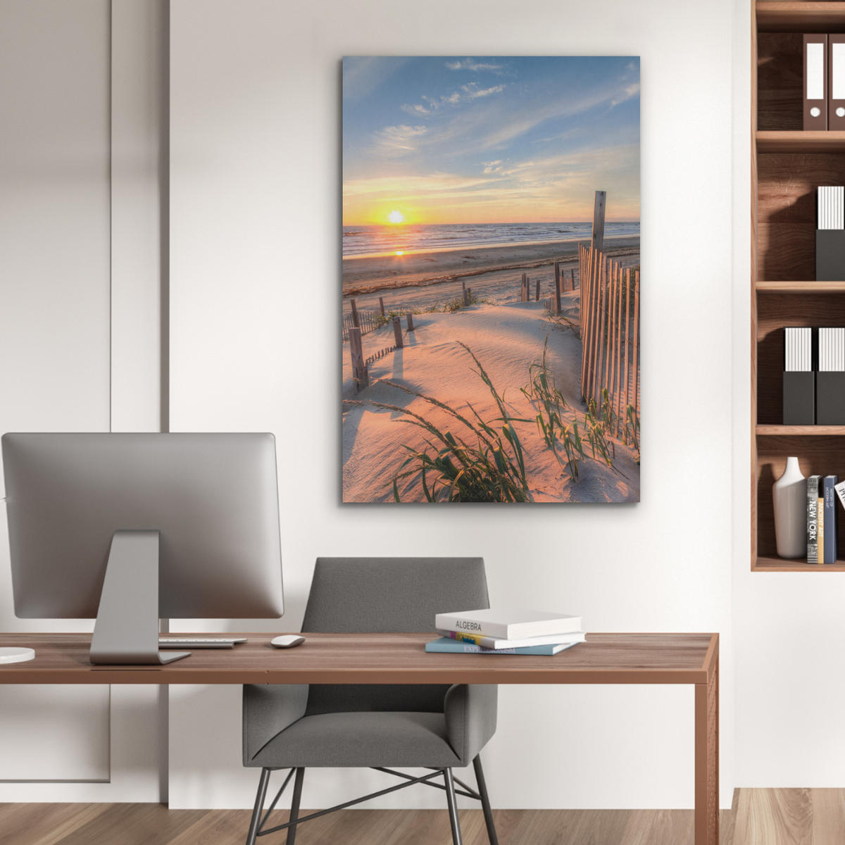 AKUSTIKPANEEL Strand - Meer - Düne - Sonnenuntergang - Landschaft 70x100 cm - Beige, Textil (70/0.9/100cm) - MuchoWow