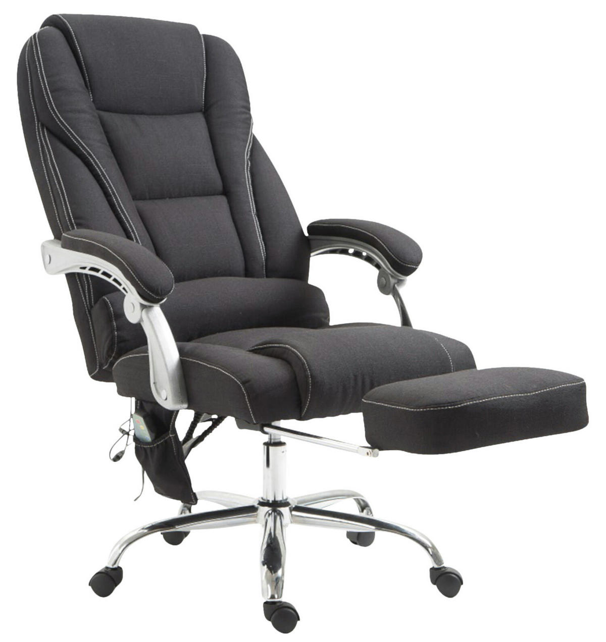 BÜROSTUHL Pacira, Stoff mit Massagefunktion Schwarz - Schwarz, Textil/Metall (68/127/64cm) - TPFLiving