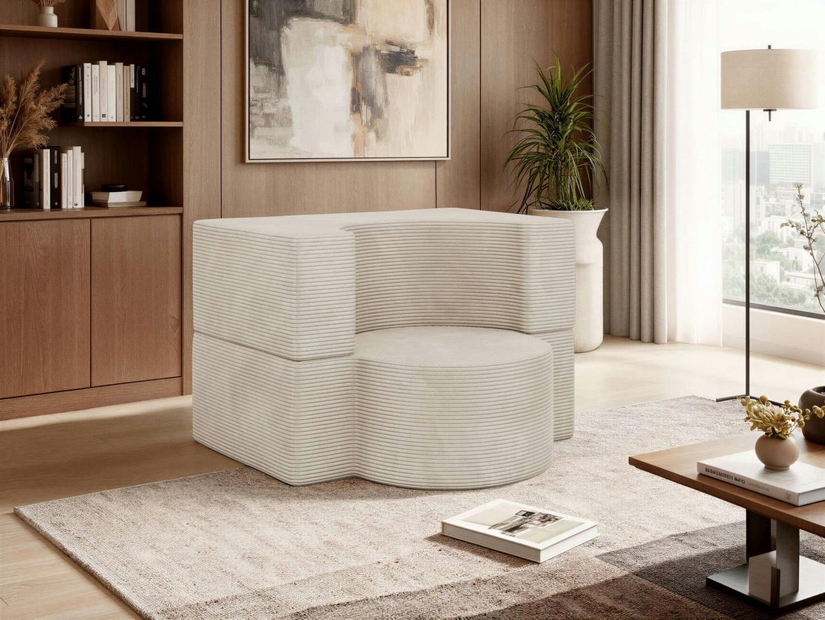 1-SITZER BODENSOFA SANOA - Creme Cord - Creme, Textil (100/68/96cm) - MKS