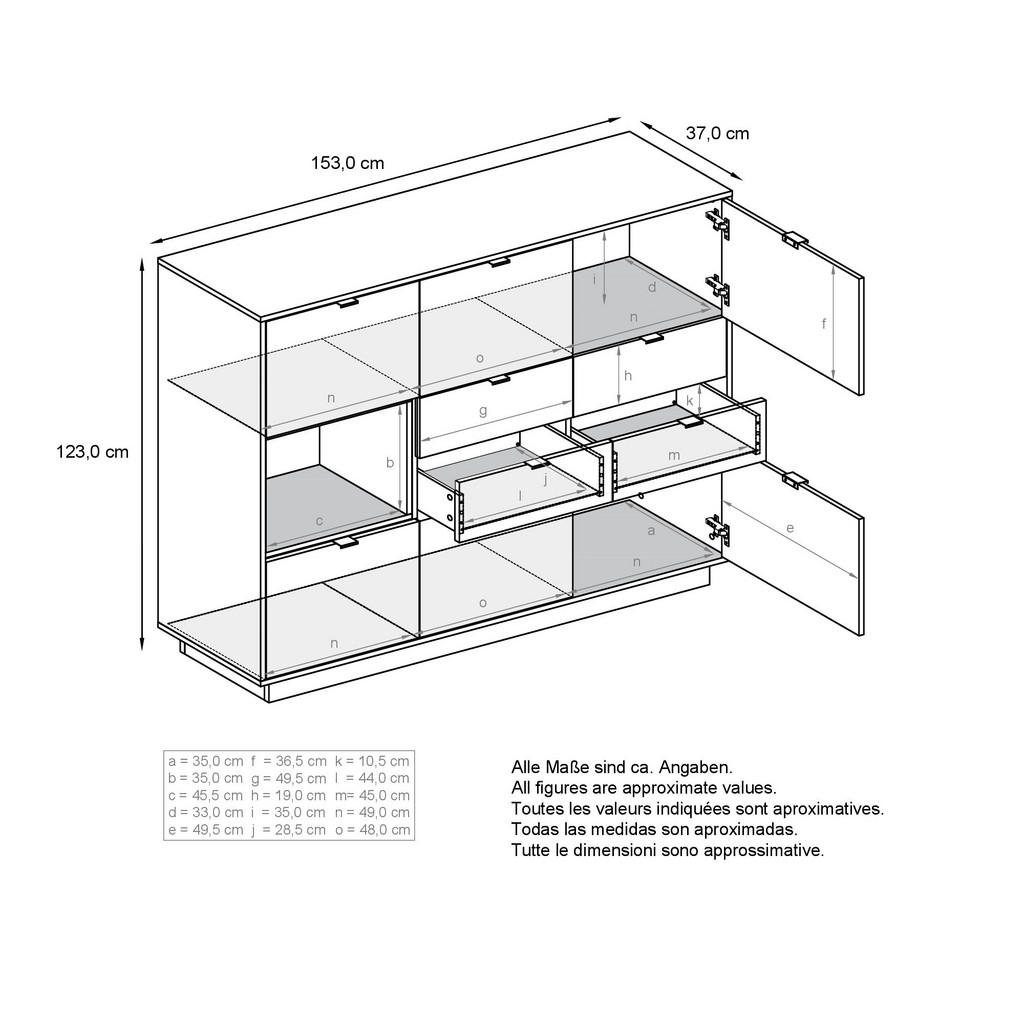 Thumbnail - Vladon Highboard, Pastellblau, Holzwerkstoff, 153x123x38 cm, Wohnzimmer, Kommoden & Sideboards, Highboards