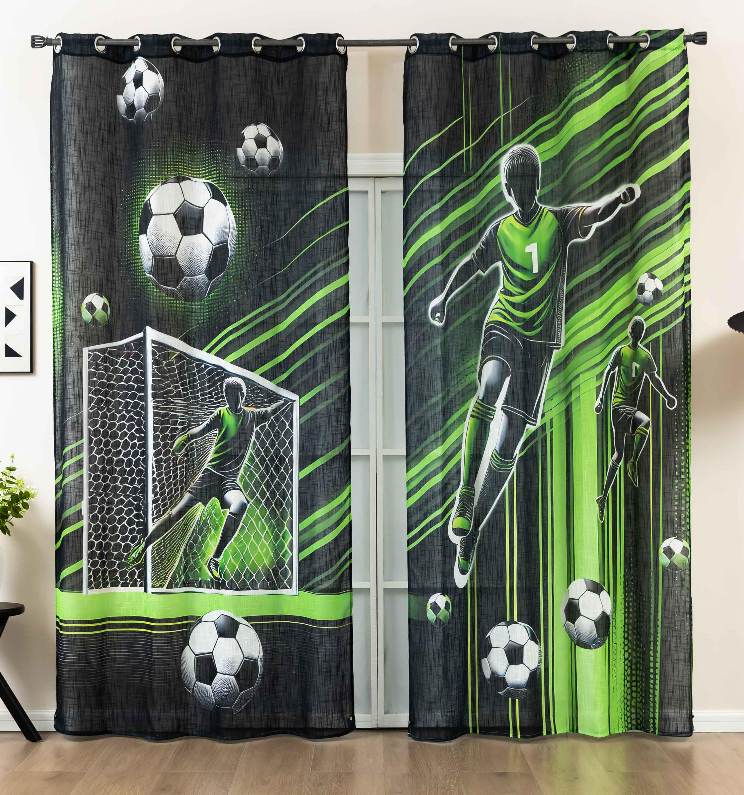 VORHANG 2ER SET SEOUL HxB 245x140 cm Fußball - Grün, Textil (140/245cm) - Gardinenbox