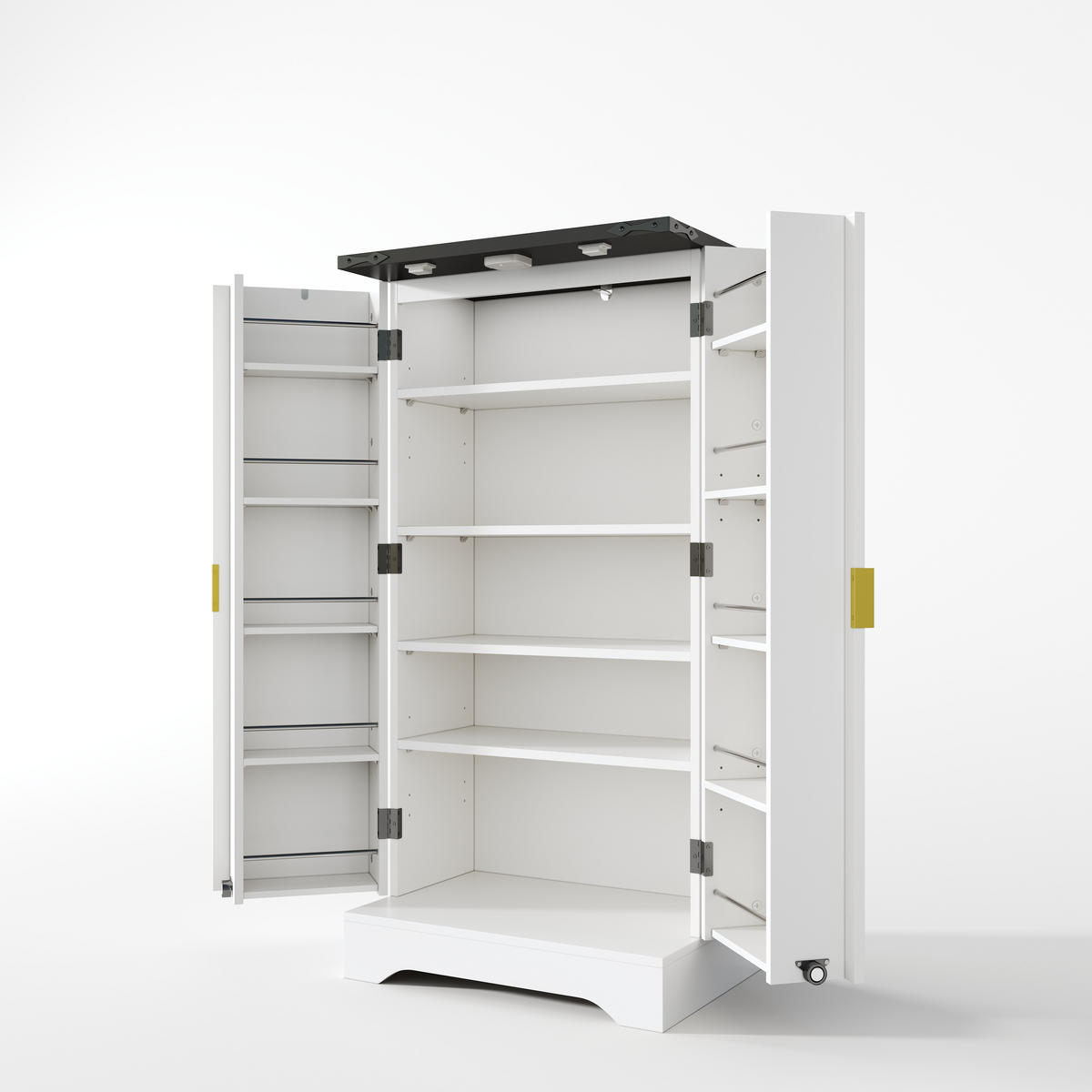 GESCHIRRSCHRANK 60.5/40/120 cm Weiß mit LED-Sensorlicht und Gewürzregal - Weiß, Holz (60.5/120/40cm) - Oxeza