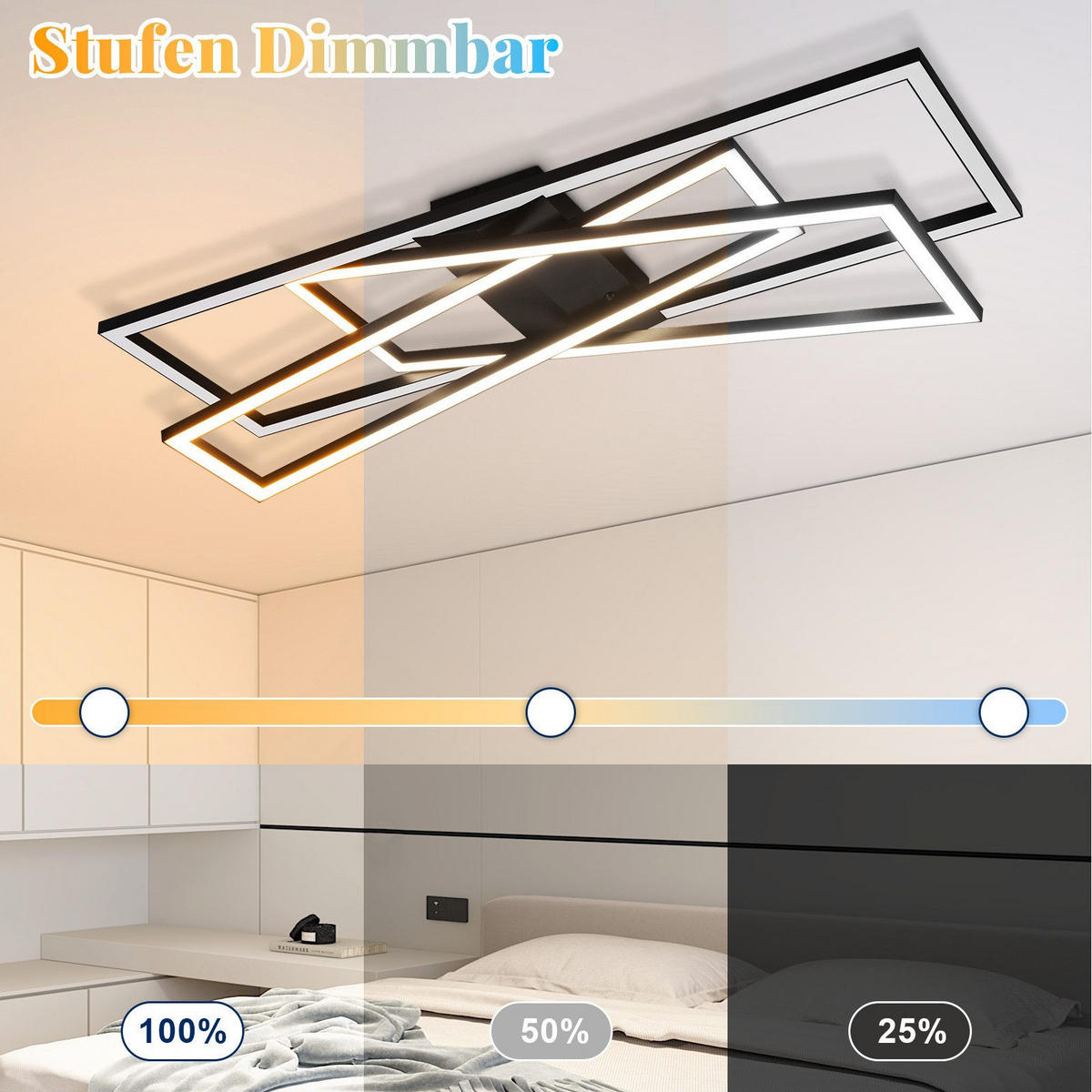 LED-DECKENLEUCHTE Maggio 23.5/75/13.5cm - Schwarz, Metall (75/23.5/13.5cm) - Nettlife