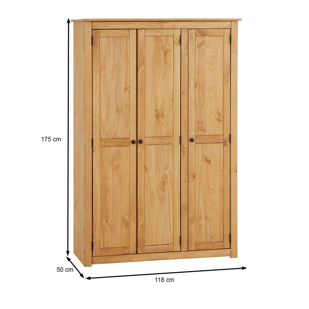 KLEIDERSCHRANK CANCUN - Kieferfarben, Holz (118/175/50cm) - CARO-Möbel