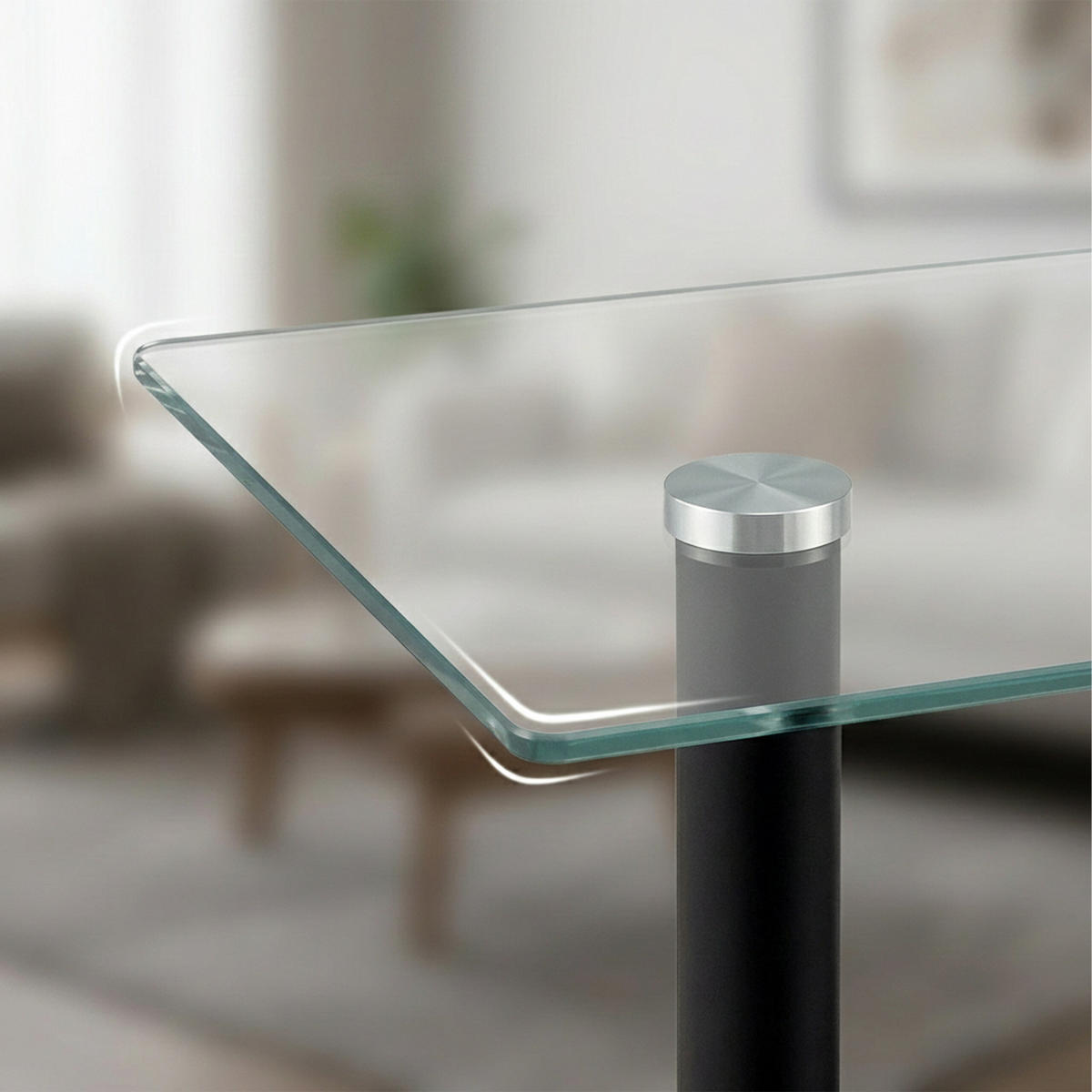 COUCHTISCH Schwarz Transparent Natur Glas mit Ablage - Multicolor, Glas/Holzwerkstoff (30/60/50cm) - Relaxdays