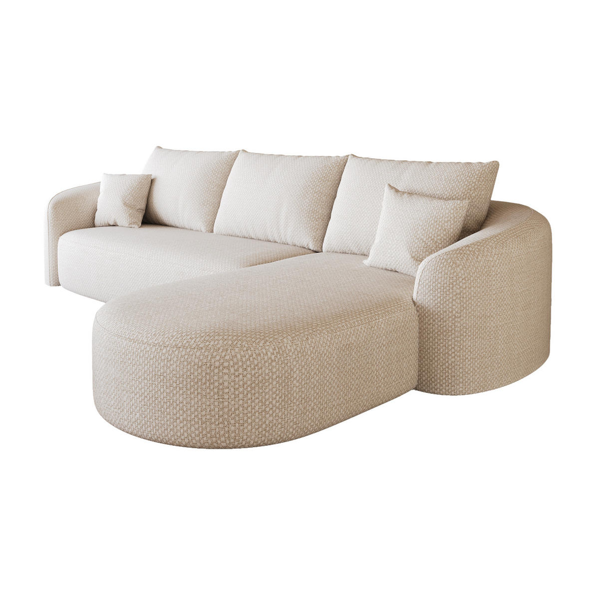 ECKSOFA 266 cm weiß aus Stoff ohne Montage - Weiß, Textil (168/266cm) - OKWISH