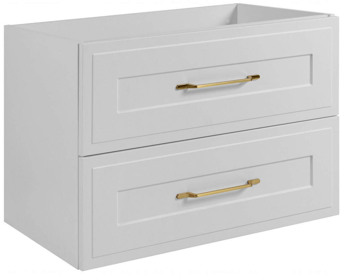 WASCHBECKUNTERSCHRANK + HÄNGESÄULE CLASSIC 80cm Mattwitte - Weiß, Holzwerkstoff (80/58/46cm) - Rodan