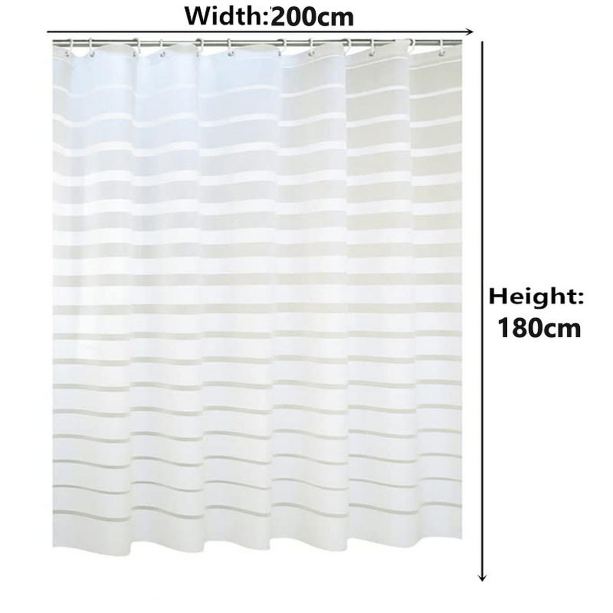 DUSCHVORHANG wasserdicht Kunststoff PEVA Badezimmer gestreift Weiß Luxus 180 x 200 cm - Weiß, Kunststoff (200/180cm) - MCBOSON
