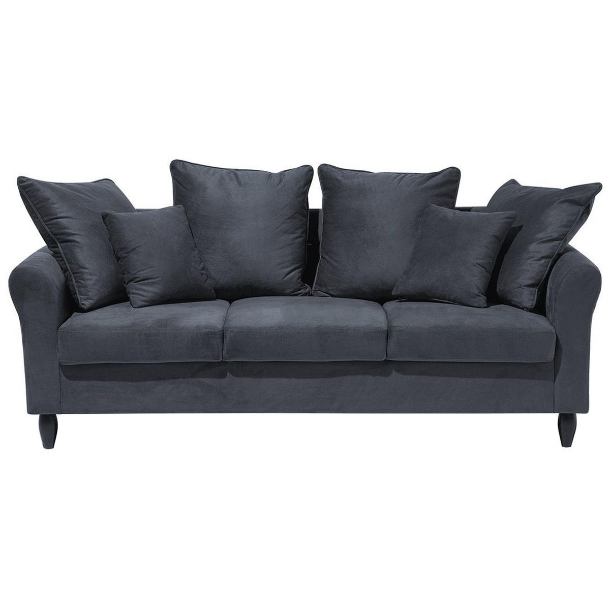 3-SITZER-SOFA Samtstoff Grau Bornholm - Dunkelgrau, Textil (197/76/79cm) - Beliani