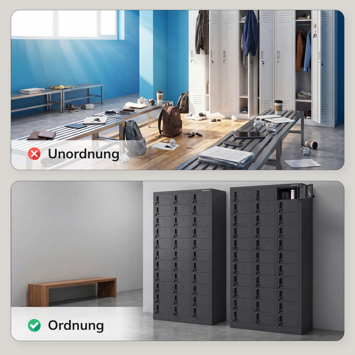 SCHLIESSFACHSCHRANK für Mitarbeiter OLIVER 185x90x45 cm - Anthrazit, Metall (90/185/45cm) - Jan Nowak