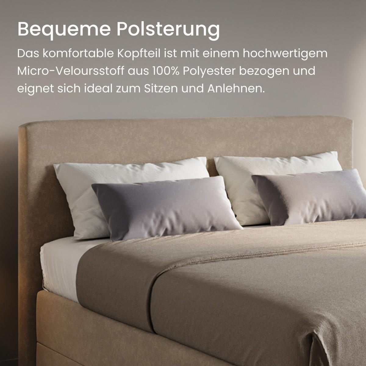 BOXSPRINGBETT mit Bonnell Matratze, mit Kopfteil, 140 x 200 cm, in Beige - Beige, Naturmaterialien (140/200cm) - Home Collective