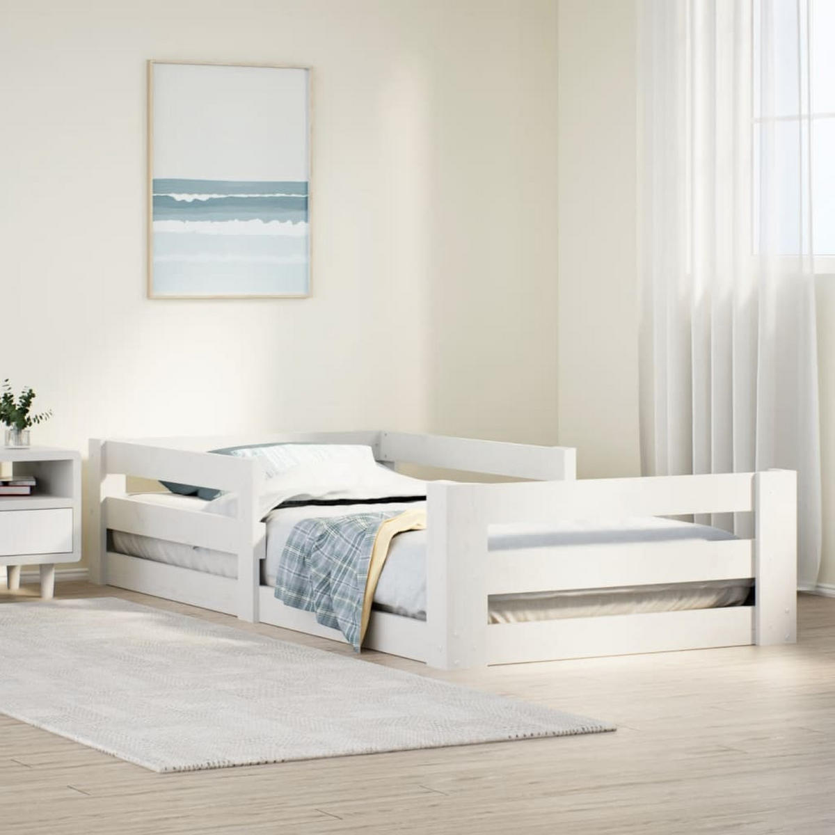 MASSIVHOLZBETT Ohne Matratze Weiss 80/200 Cm Kiefernholz - Weiß, Holz (80/200cm) - vidaXL