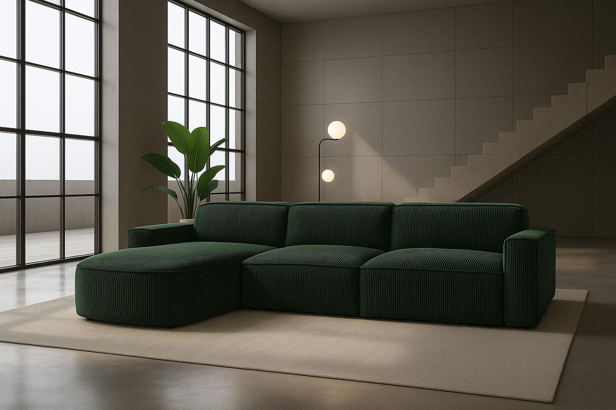 ECKSOFA Cursal Round L-Form, Stoff Poso, Grün, Links - Grün, Holz (284/166cm) - Kaiser Möbel