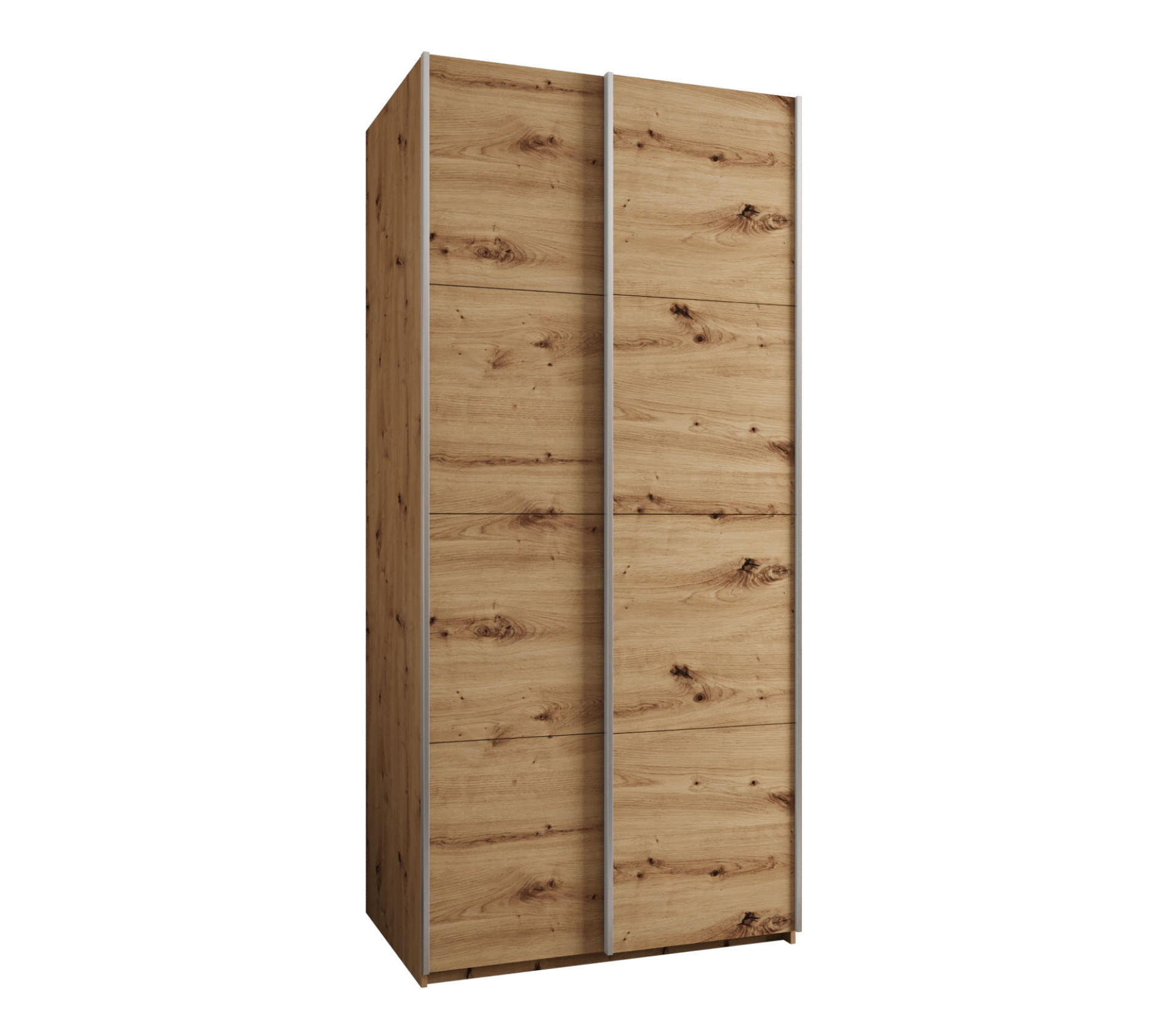 SCHWEBETÜRENSCHRANK 245,5/100/64 2-türig - Silberfarben/Eiche Artisan, Holz/Metall (100/245/64cm) - Abiks Möbel