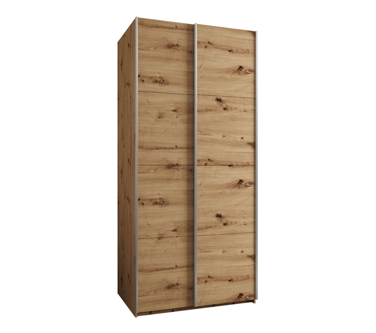 SCHWEBETÜRENSCHRANK 245,5/100/64 2-türig - Silberfarben/Eiche Artisan, Holz/Metall (100/245/64cm) - Abiks Möbel