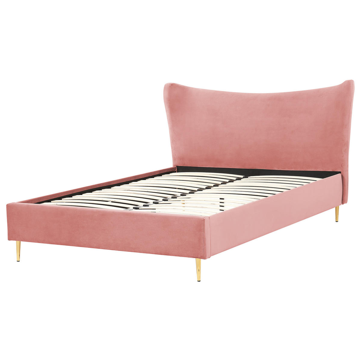 POLSTERBETT 160/200 cm Pfirsichrosa Chaleix - Pink, Textil (160/200cm) - Beliani