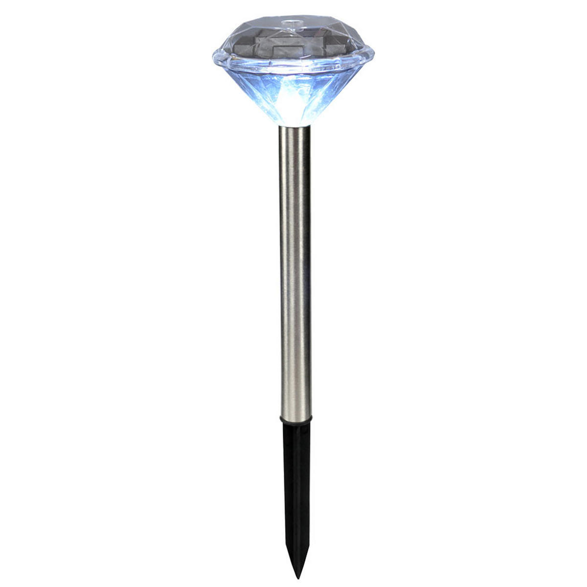 LED AUSSENLEUCHTE Solar Steckleuchte Silber Diamant Design 2er Set - Silberfarben, Metall (8/8/34cm)