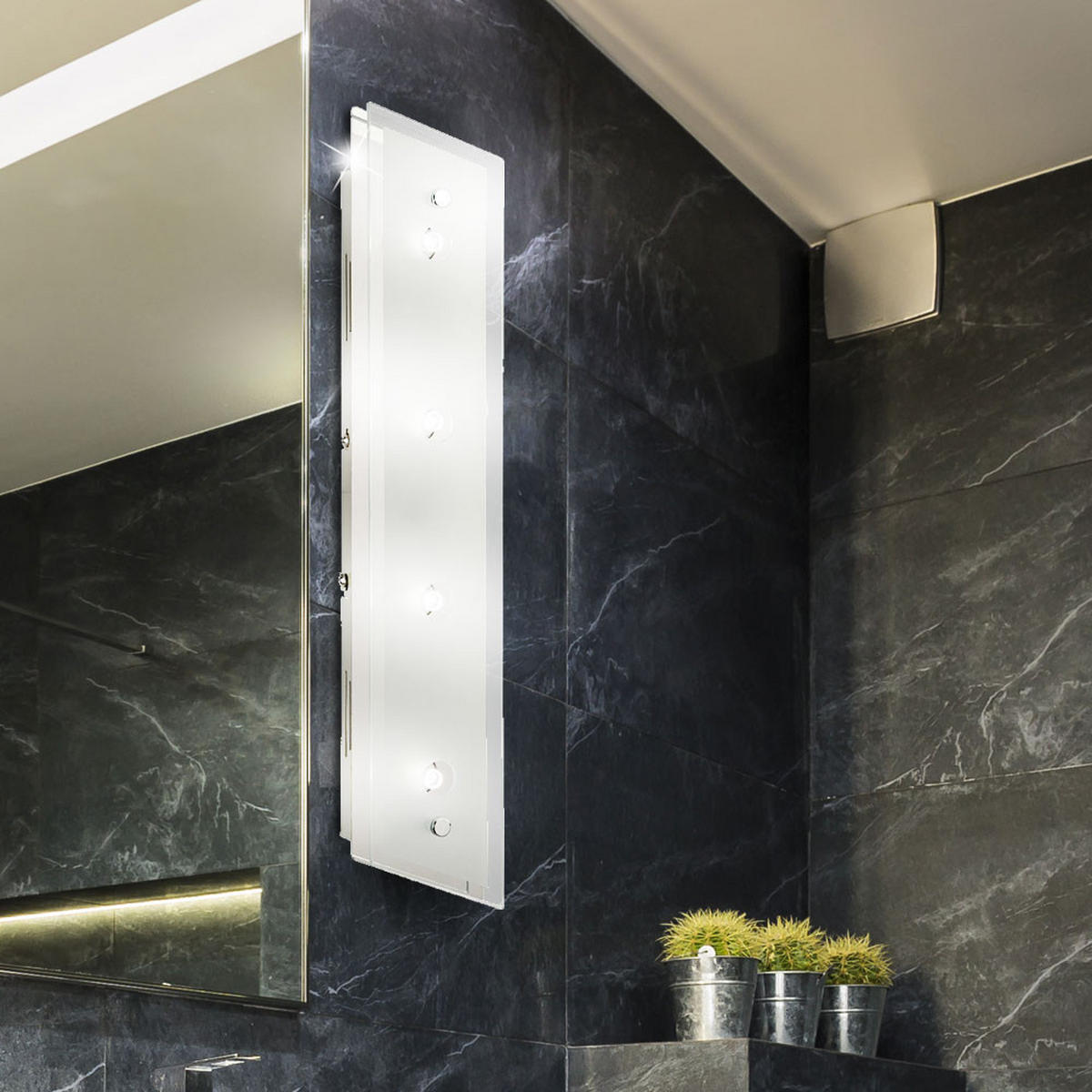 LED WANDLEUCHTE Stahl Glas Satiniert Weiß - Weiß, Glas (48/8/45cm) - Esto