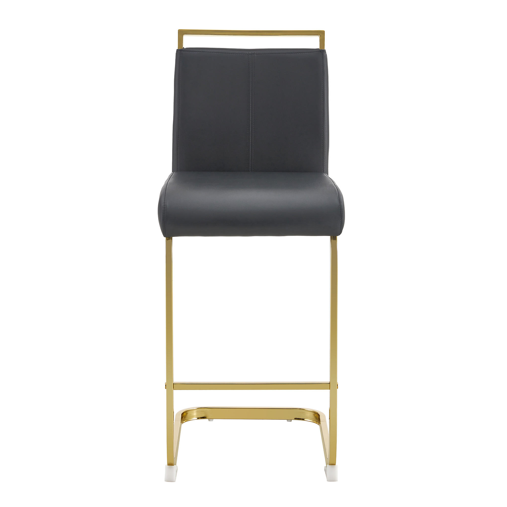 BARHOCKER 2er-Set Schwarz mit PU-Leder und goldfarbenen Metallbeinen - Schwarz, Metall (39/96.5/46.5cm) - PANGIVO