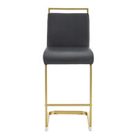 BARHOCKER 2er-Set Schwarz mit PU-Leder und goldfarbenen Metallbeinen - Schwarz, Metall (39/96.5/46.5cm) - PANGIVO