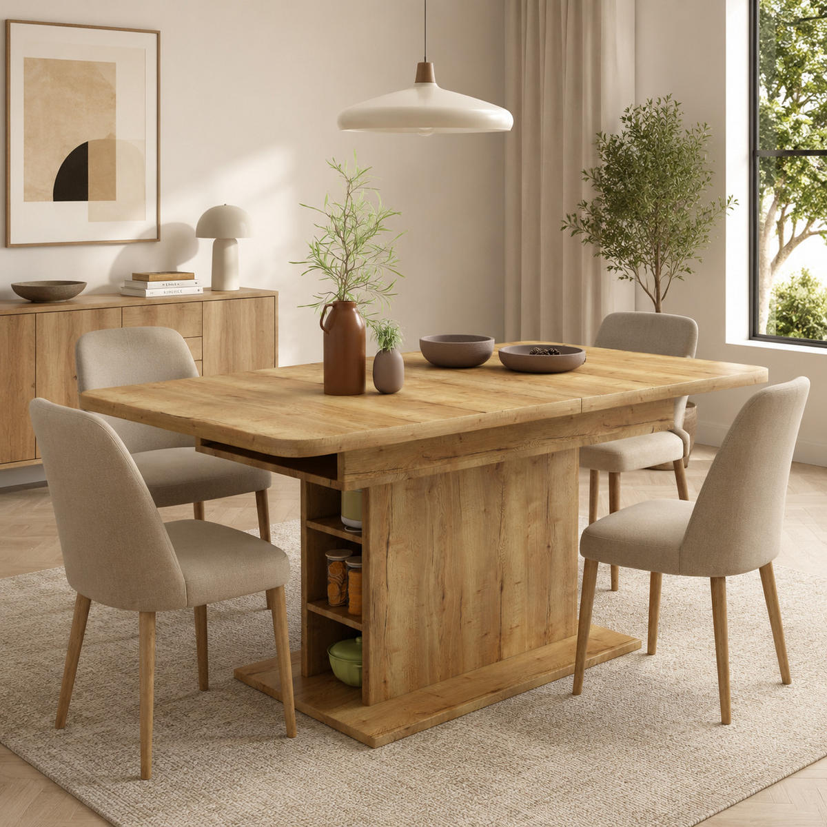 AUSZIEHTISCH 110/130x70x75cm Stauraum Natur - Naturfarben, Holzwerkstoff (70/130/75cm) - FLIEKS
