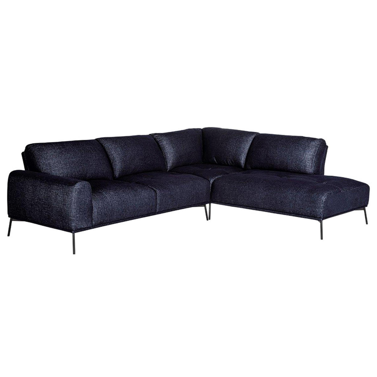 ECKSOFA Merukis dunkelblau - Schwarz/Dunkelblau, Textil/Metall (232/288cm) - Selsey
