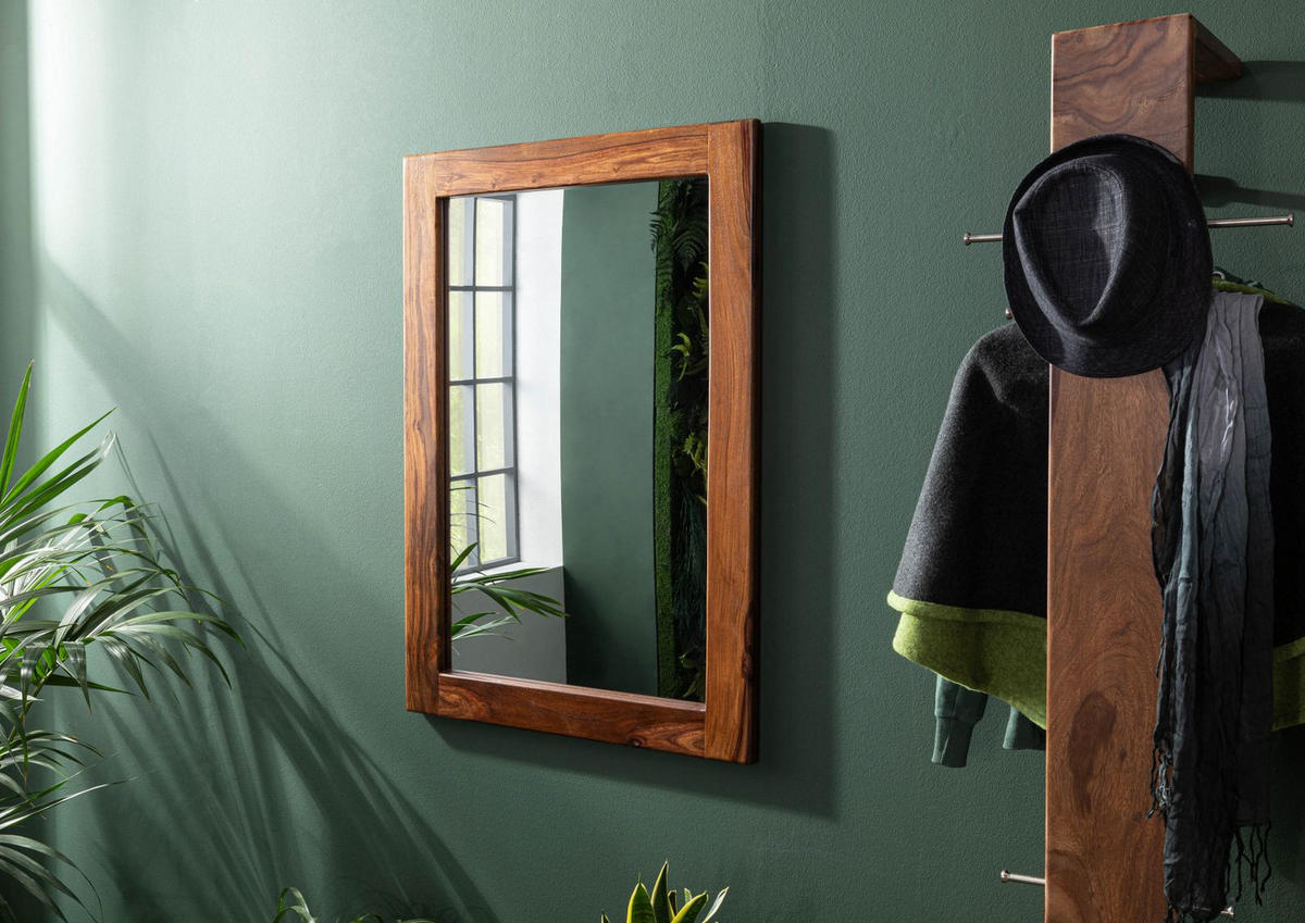 SPIEGEL Sheesham 100x3x70 walnuss gewachst TORONTO #237 - Walnussfarben, Holzwerkstoff (100/70/3cm) - Massivmoebel24