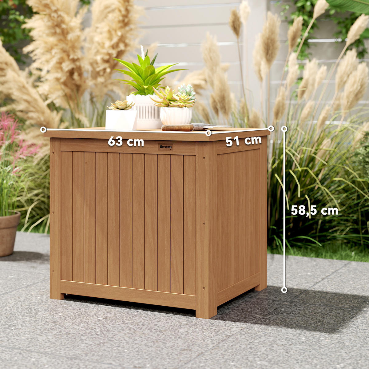 AUSSEN-AUFBEWAHRUNGSBOX, Massivholz, braun - Braun, Holz (51/58.5/63cm) - Vallsero