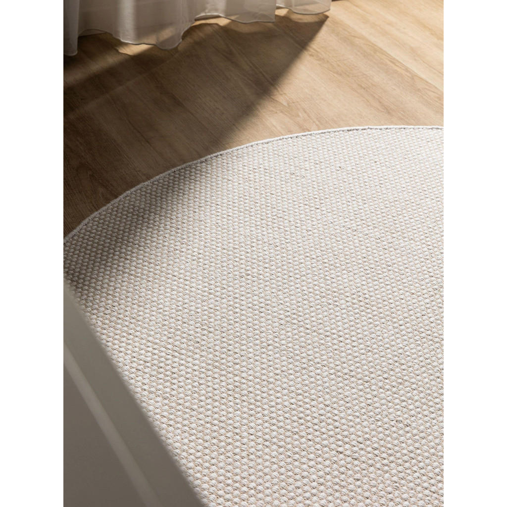 Thumbnail - benuta Baumwollteppich, Weiß, Textil, Uni, Rund, 160x160 cm, Oeko-Tex® Standard 100, für Fußbodenheizung geeignet, Teppi...