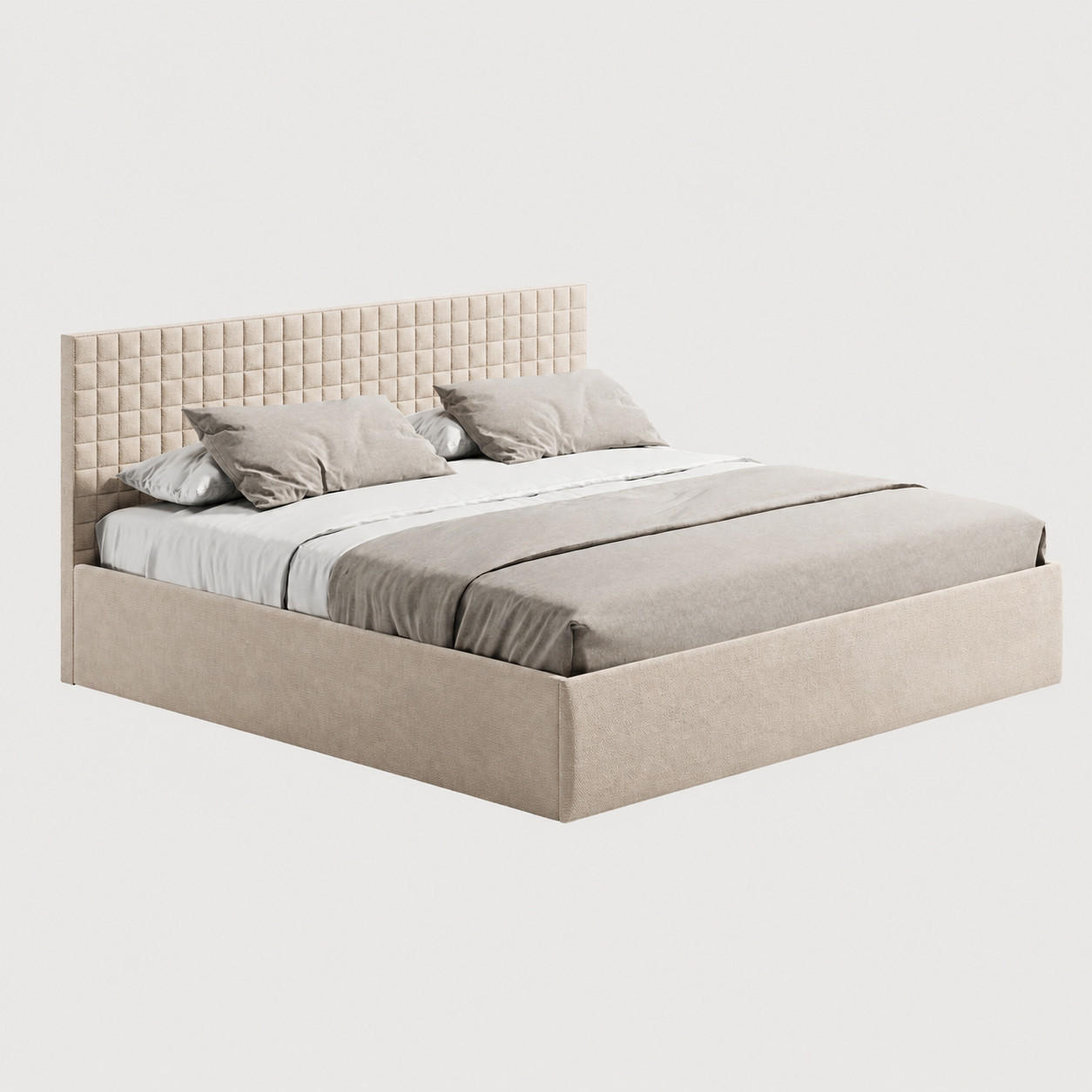 POLSTERBETT VARDO-Stoff H2 Matratze 200x200 cm in Beige - Beige, Textil (200/200cm) - Home Collective