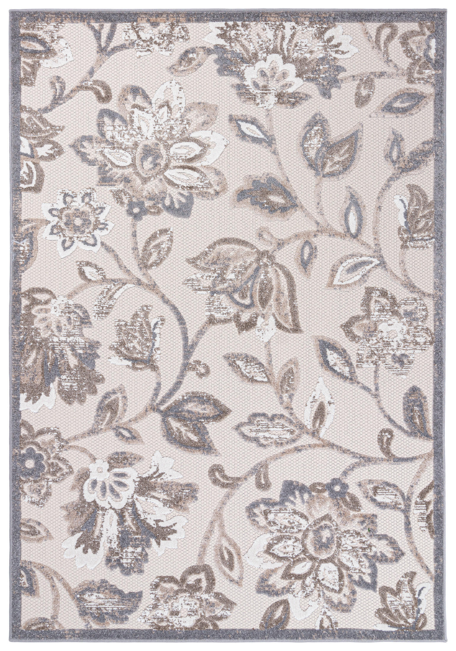 TEPPICH Outdoor Beige Bunte Pflanzlich Kurzflor Rechteckig - 160x230 cm - Naturfarben, Textil (160/230cm) - Mazovia