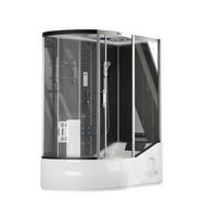 DUSCHKABINE ALLIN 2IN1 - Seitenauslage: Links, Farbe: Schwarz - Schwarz, Glas (90cm) - Home Deluxe