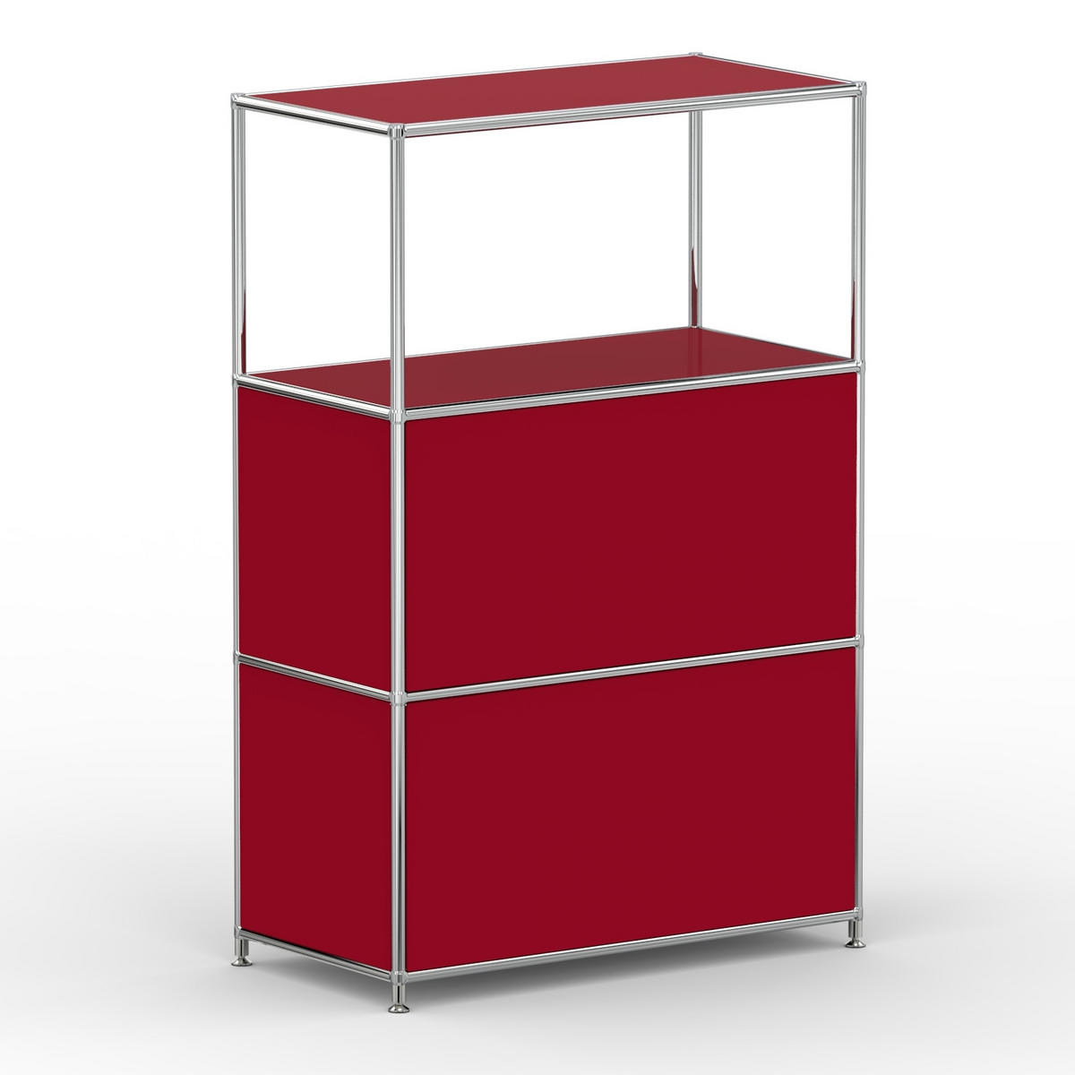 HOCHSCHRANK, 1 offenes Fach, 2 Klappen, Breite 77 cm, Rubinrot - Chromfarben/Silberfarben, Metall (40/118/77.2cm) - Versee