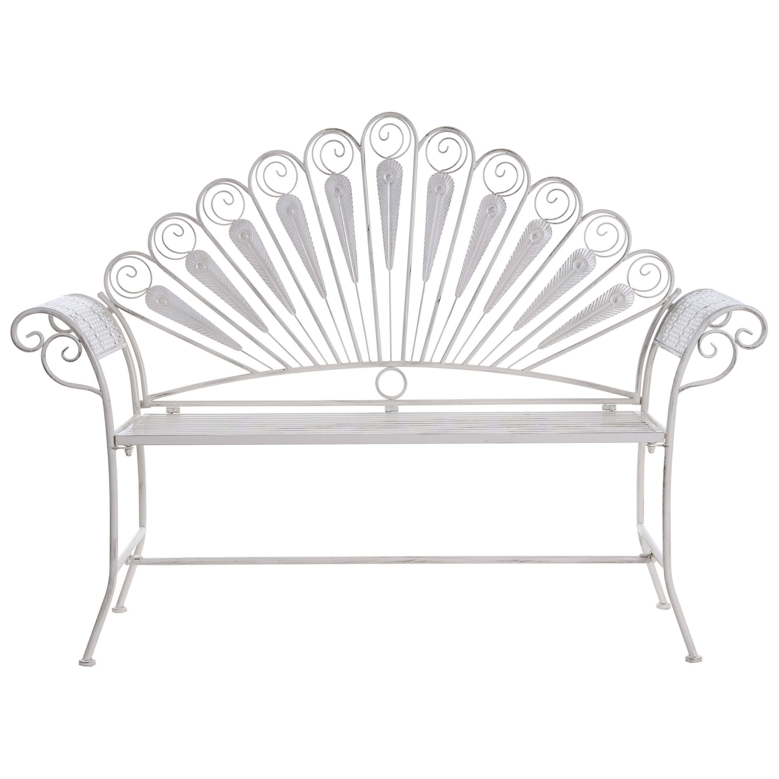 GARTENBANK 146 cm Metall Cremeweiß Pavia - Creme/Weiß, Metall (146/107/50cm) - Beliani