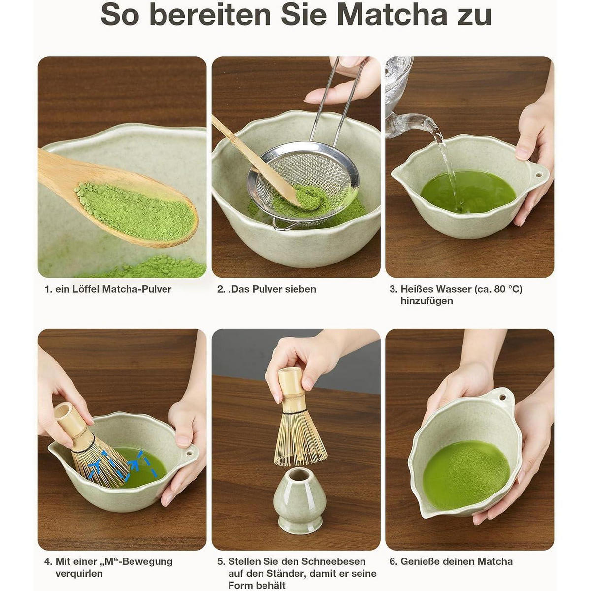MATCHA Set 8-teiliges Set Keramik Bambus Grün - Grün, Keramik (115/78/208cm)