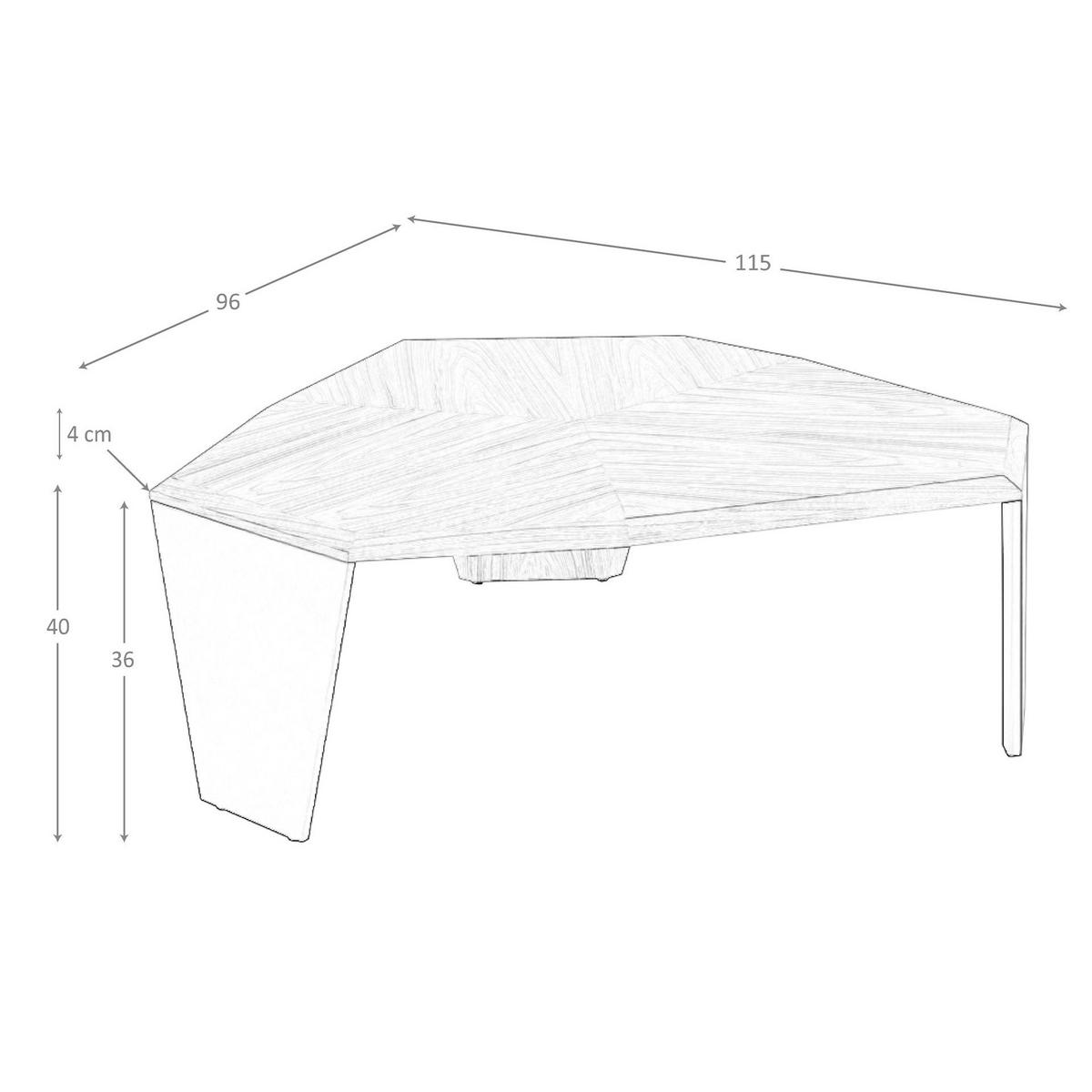 COUCHTISCH Asymmetrischer Couchtisch aus Walnussholz und schwarzem PVC 115/96/40 cm - Walnussfarben/Schwarz, Holz (96/115/40cm) - ANGEL CERDA