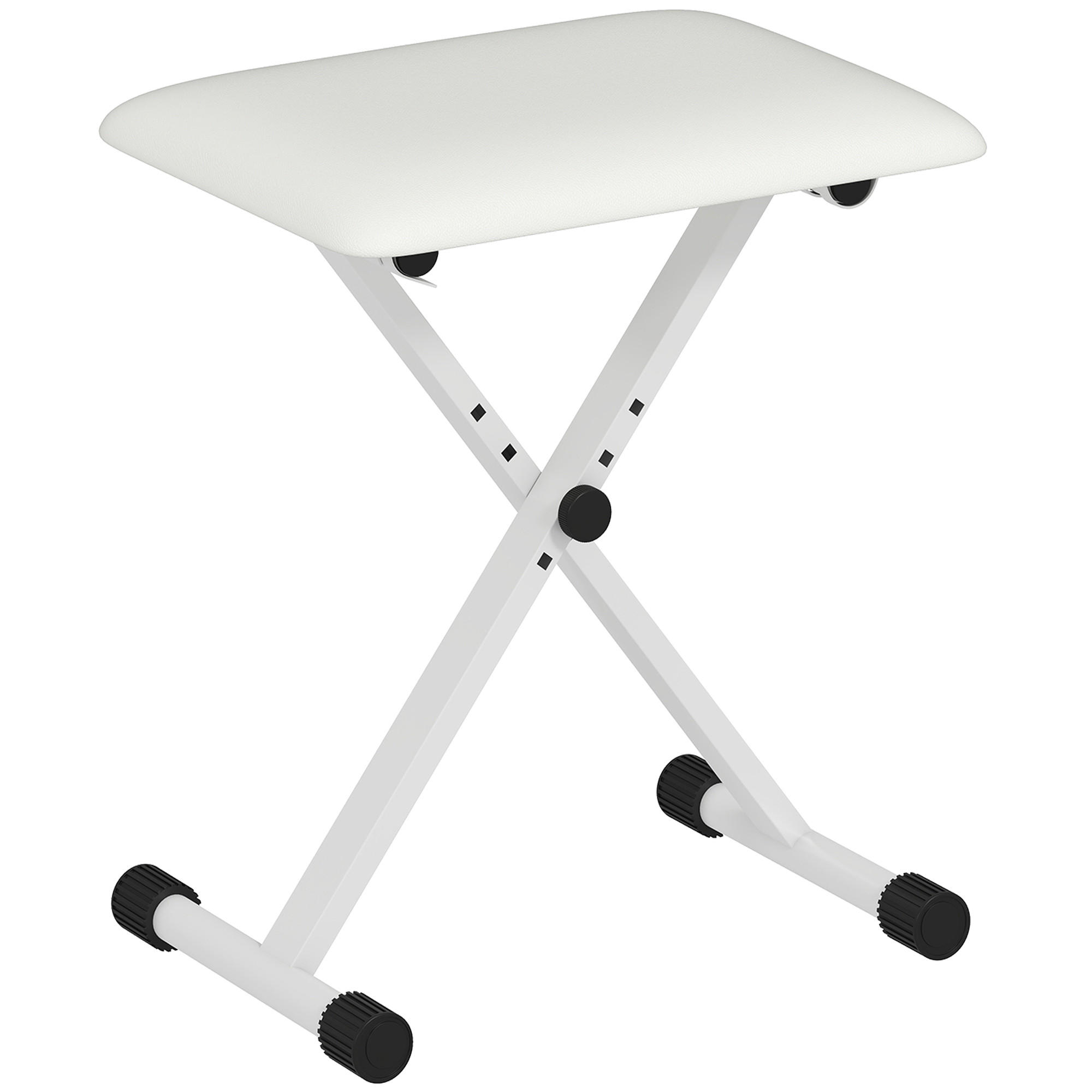 KLAVIERHOCKER DE-07225 höhenverstellbar, klappbar mit X-Form Weiß - Weiß, Metall (29/47/39cm) - ComfortXL