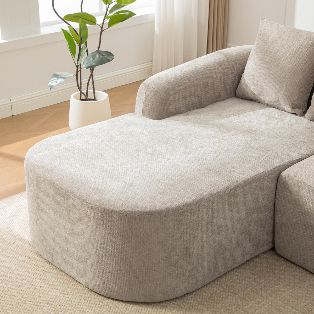 RÉCAMIERE DE-35127 linke mit Chenille-Bezug Grau - Grau, Textil (99/80.5/172cm) - ComfortXL