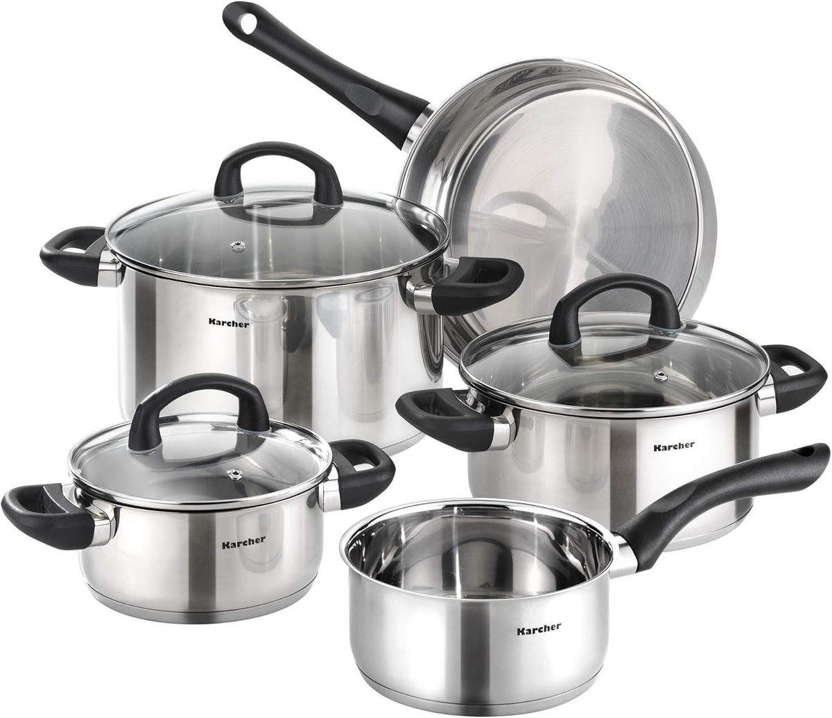 TOPFSET Mia, Edelstahl, Induktion, 5-teilig - Edelstahlfarben, Kunststoff/Metall - Karcher