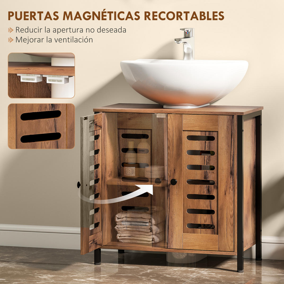 HÄNGESCHRANK Rustikales Braun 1 Stück - Beige, Naturmaterialien (60/60/30cm) - GiPP