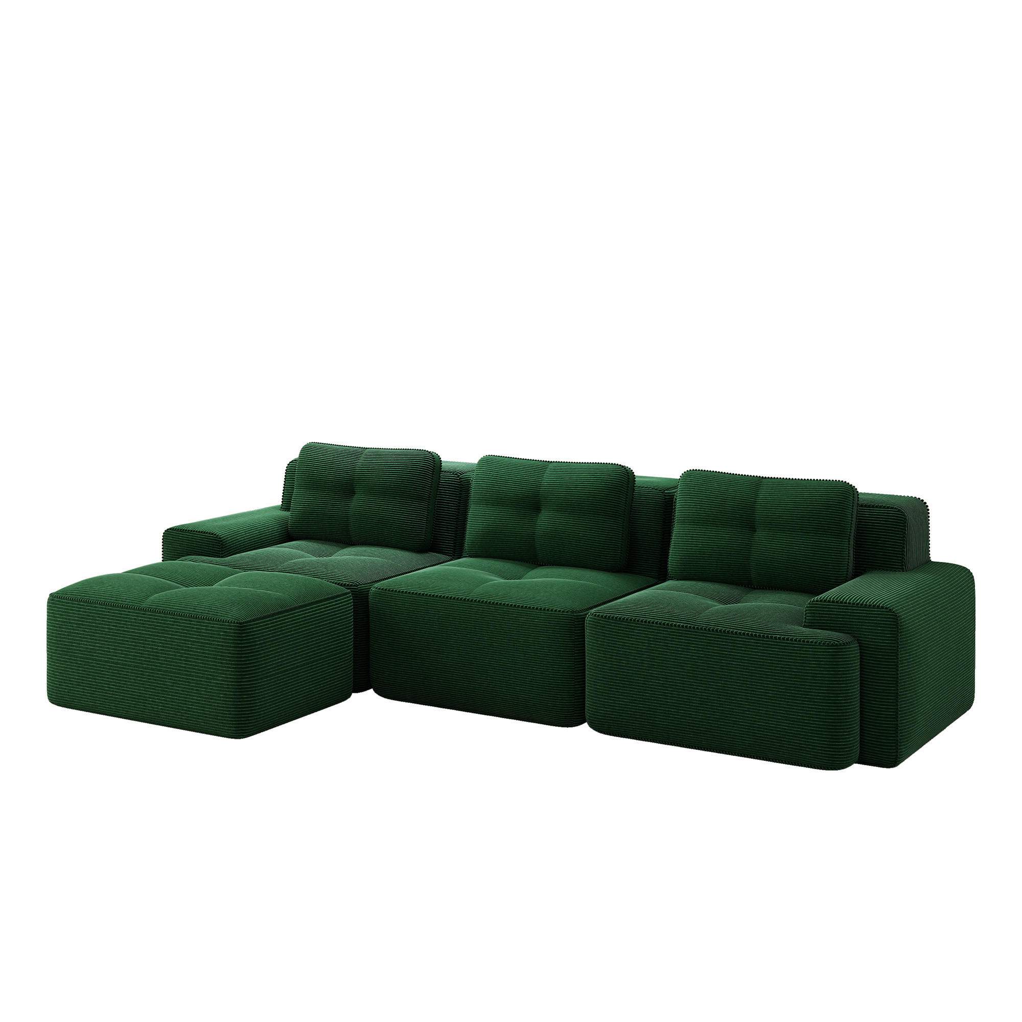 3-SITZER ECKSOFA Cord Grün Ohne Montage - Grün, Textil (293/177cm) - WISHDOR