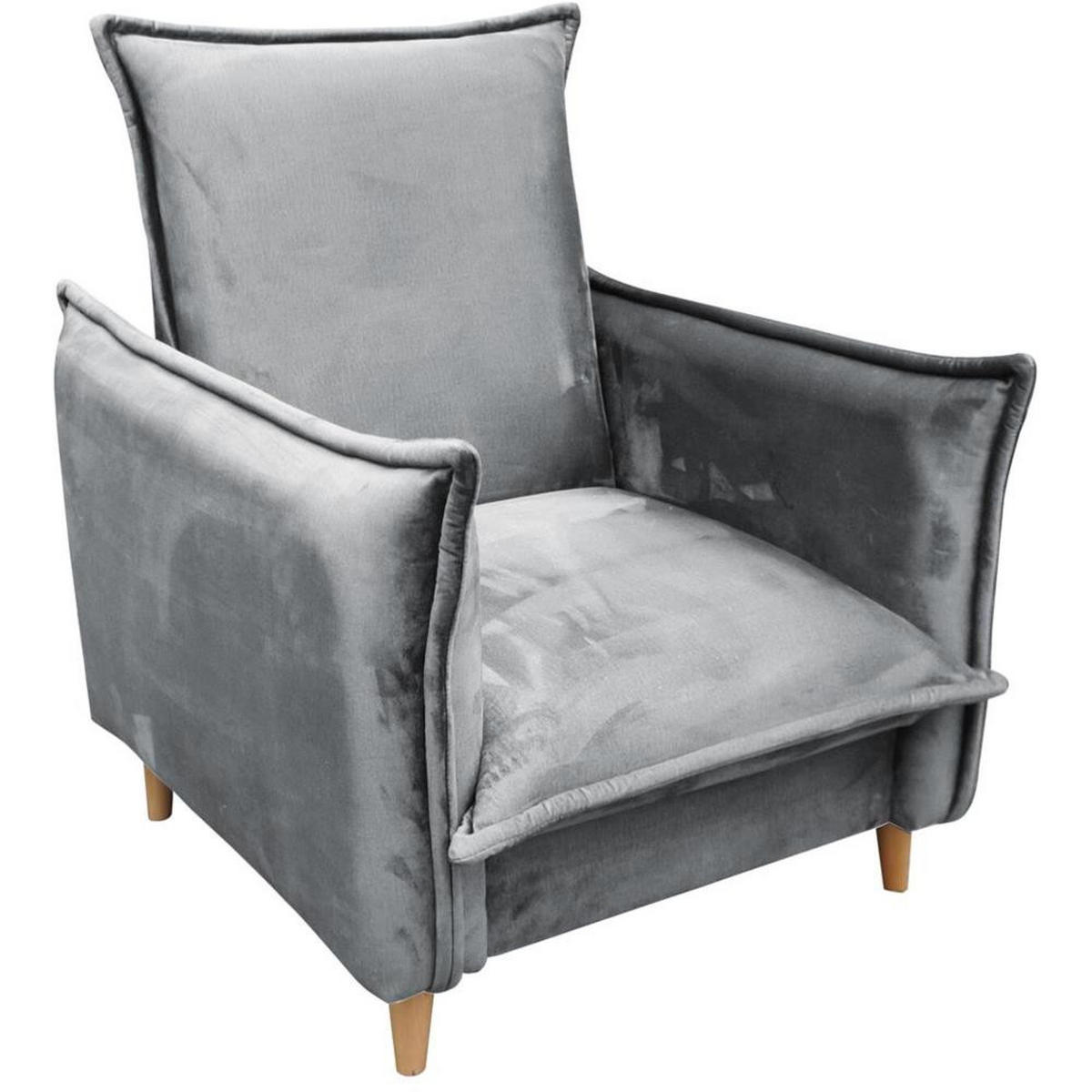 RELAXSESSEL Pillow hellgrau mit Buchenbeinen - Buchefarben/Hellgrau, Textil (84/95/88cm) - Beautysofa