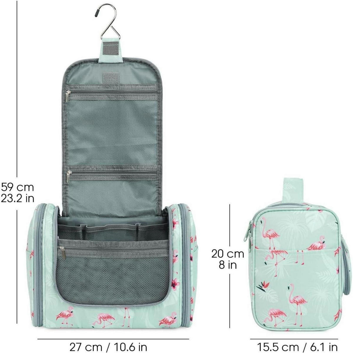 KULTURTASCHE zum Aufhängen mit Flamingo-Muster, extra groß - Multicolor, Textil (5/2/5cm)