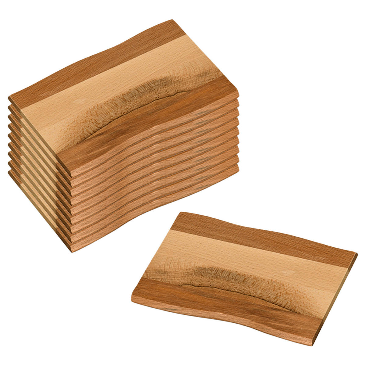 FRÜHSTÜCKSBRETTCHEN, 10 Stück, Kernbuche - 23 x 15cm - Naturfarben, Holz (15/23cm) - Kesper