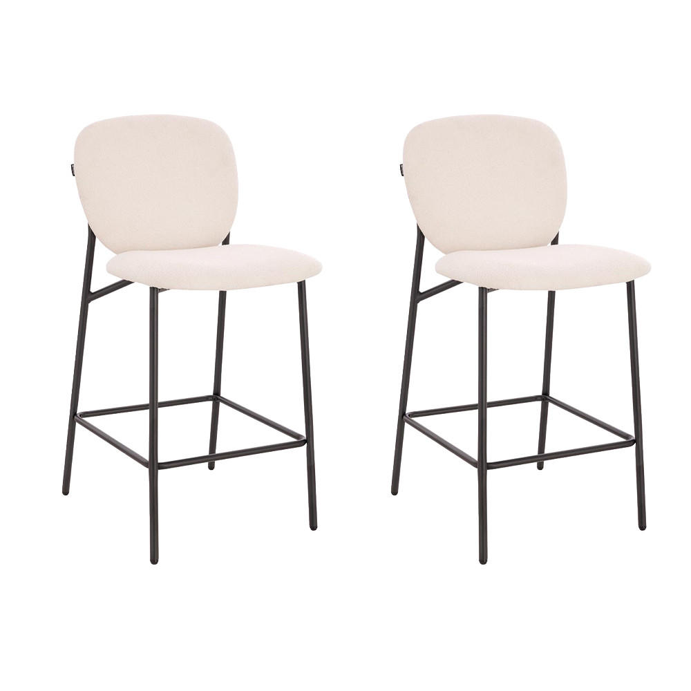 BARHOCKER CELDA - Menge: 2, Farbe: Bouclé Weiß - Weiß, Kunststoff (44/93/52cm) - Home Deluxe