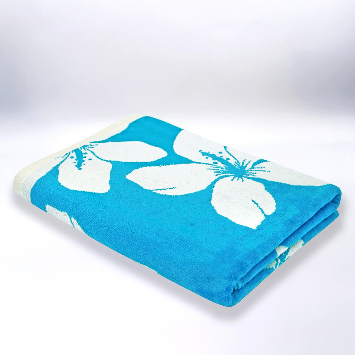 STRANDTUCH Frottee Velours Jacquard Blau 90x170 400g/m² - Milos - Blau, Textil (170/90cm) - LE COMPTOIR DE LA PLAGE