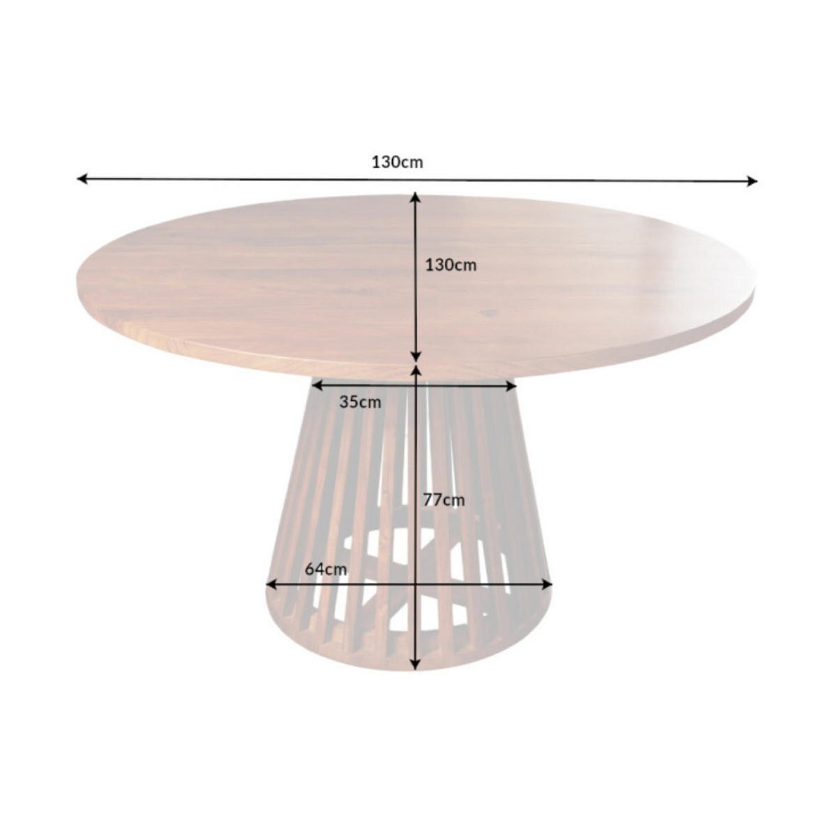 ESSTISCH MAISON JADE rund Akazie Natur 130cm - Braun, Holz (130/130/77cm) - riess-ambiente