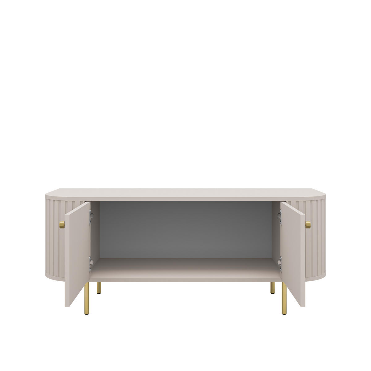 TV-SCHRANK Olivia 123 cm, mit 2 Türen, geriffeltem Design, kaschmir, goldfarbenen Metallfüßen - Kaschmir, Metall (123/50/43cm) - Margaret Hadas24
